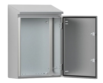 Stainless Steel Single Door Wall Mounted Enclosure with Integrated Rainhood AFS